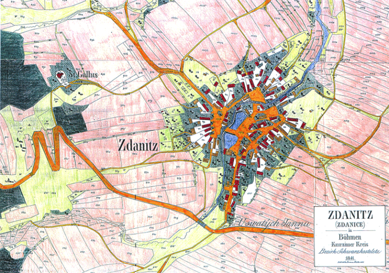 Mapa Ždánic 1841