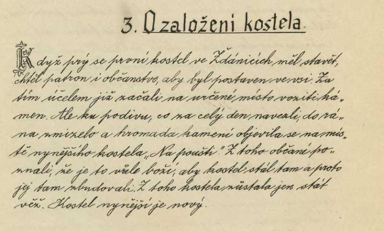 Text z&nbsp;kroniky o&nbsp;kostelu